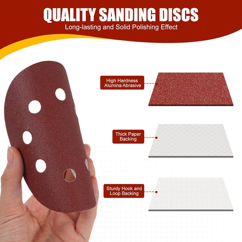 YNZDRWA 20 PCS 5 Inch Sanding Discs, 240 Grit Hook and Loop Sandpaper for Random Orbital Sander - Image 3